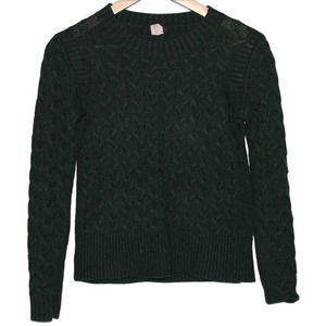 Women's J. Crew Honeycomb Cable Sweater Pine Green Wool Knit Sweater Size XXS